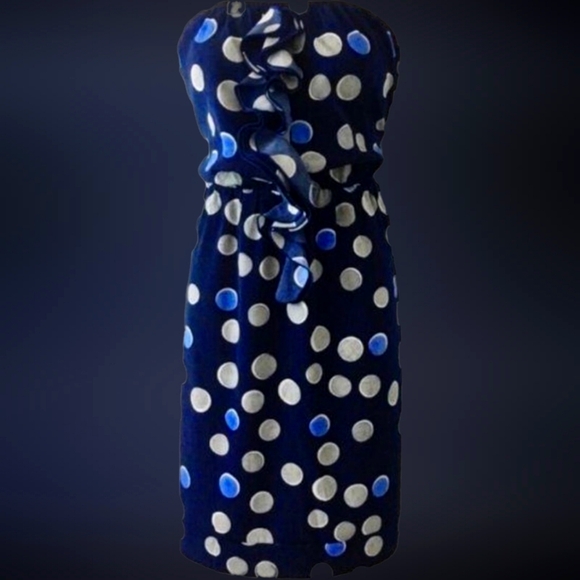 Banana Republic Navy Strapless Polka Dot Dress 6 - Picture 3 of 7